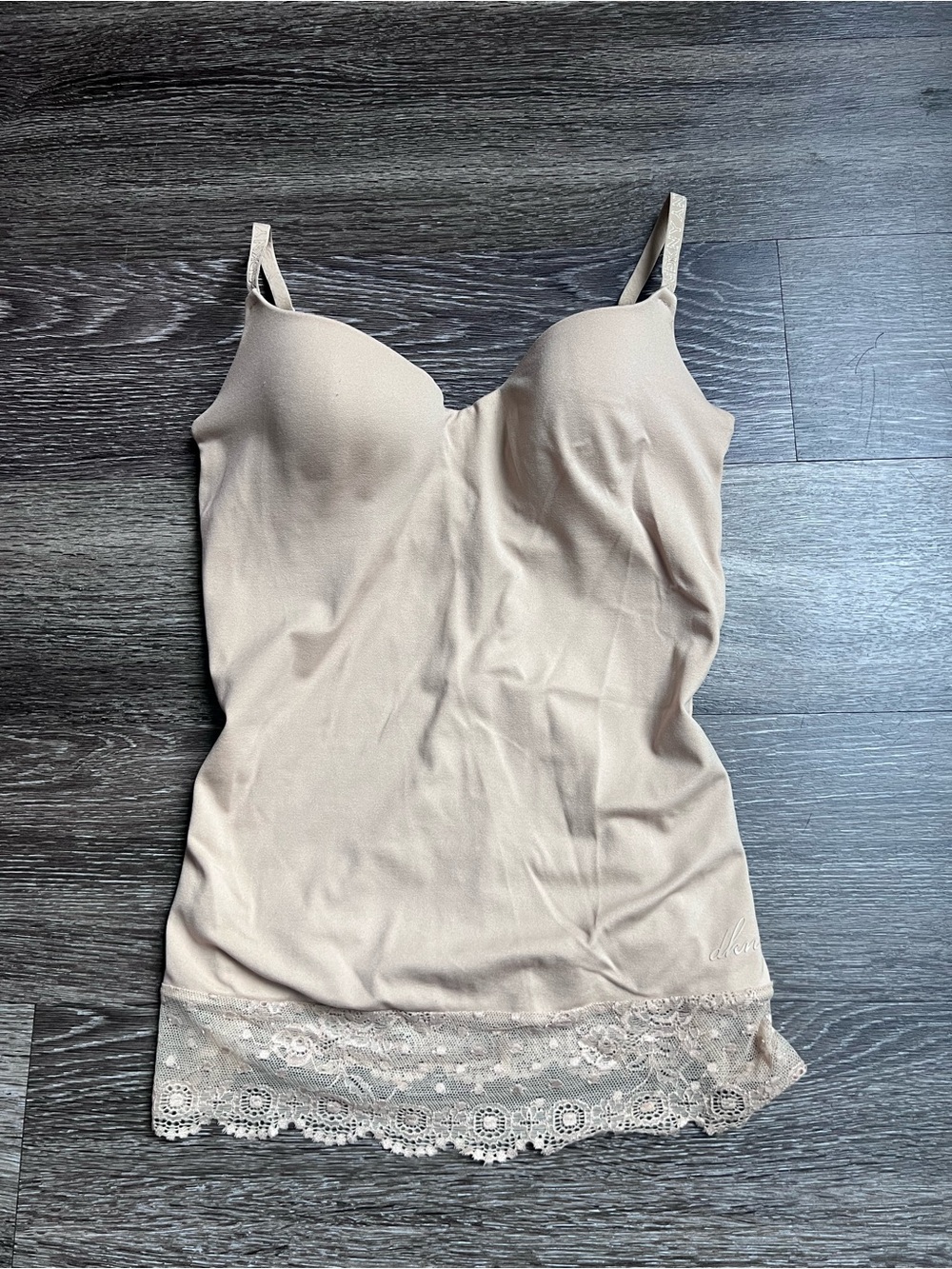 DKNY beige lace trim cami top size small/34B